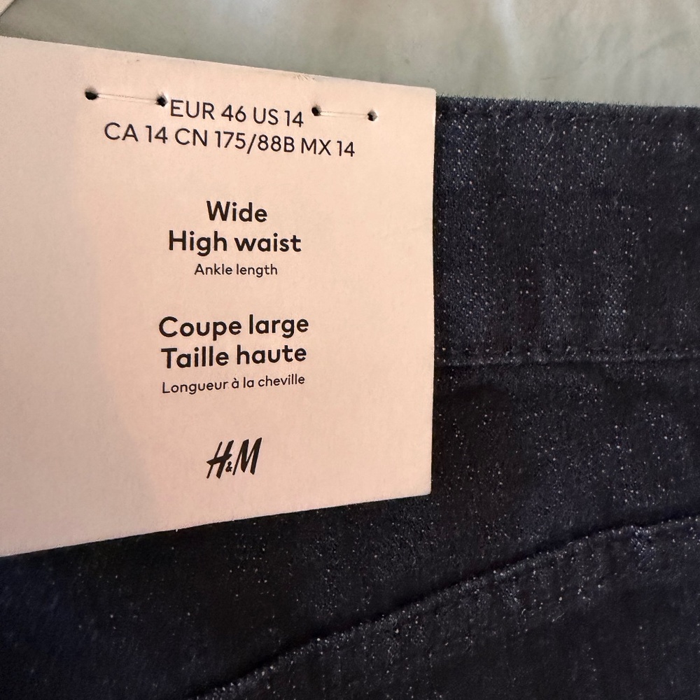 H&M High Waisted Wide Leg Ankle Jeans Size 14 - Picture 4 of 7